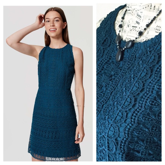 LOFT Dresses & Skirts - LOFT Teal Lace Flare Dress